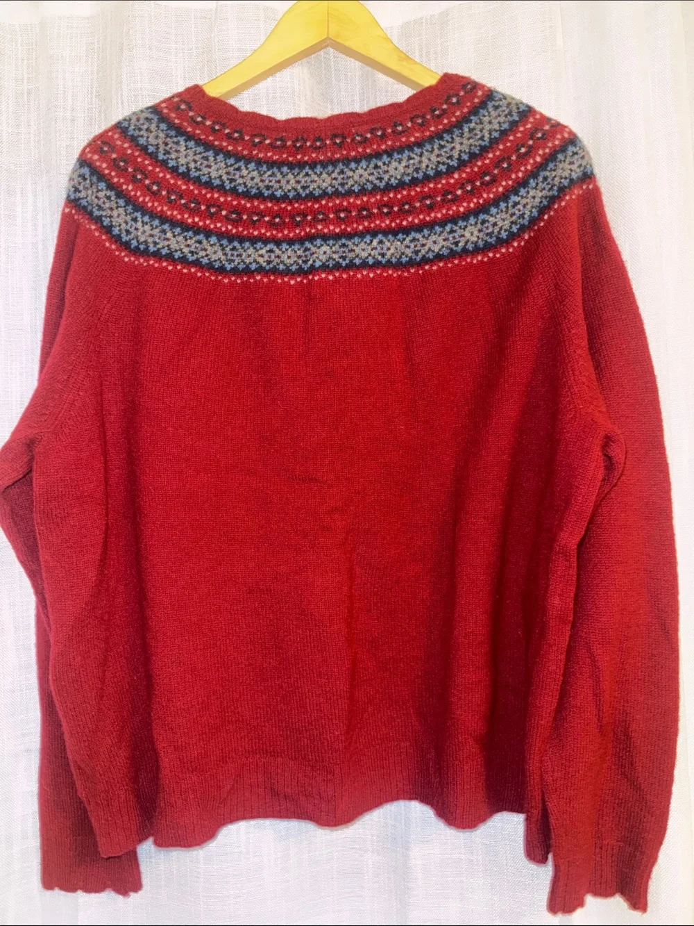 Eddie Bauer 100% Lambs Wool | Women’s Red Fair Isle Yoke Sweater XXL